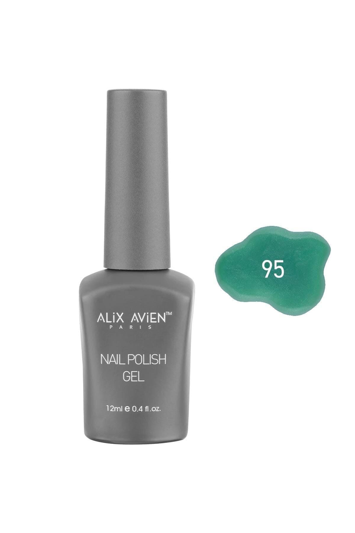 ALIX AVIEN Işıltılı Yeşil Kalıcı Oje 95-Yoğun Renk Veren Jel Oje 12 ml-Nail UV Gel Polish 95