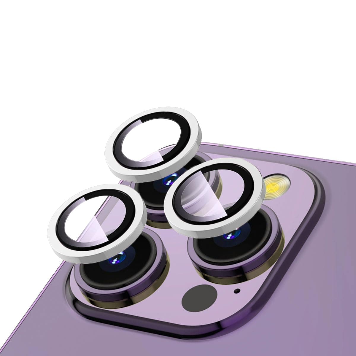 Zore Apple ile uyumlu iPhone 12 Pro Max CL-12 Premium Safir Parmak İzi Bırakmayan Anti-Reflective Kamera Lens Koruyucu Gümüş