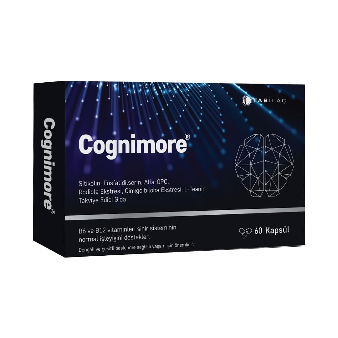Cognimore 60 Bitkisel Kapsül Sitikolin Fosfatidilserin Alpha-GPC Rhodiola Gingko Biloba L-Teanin