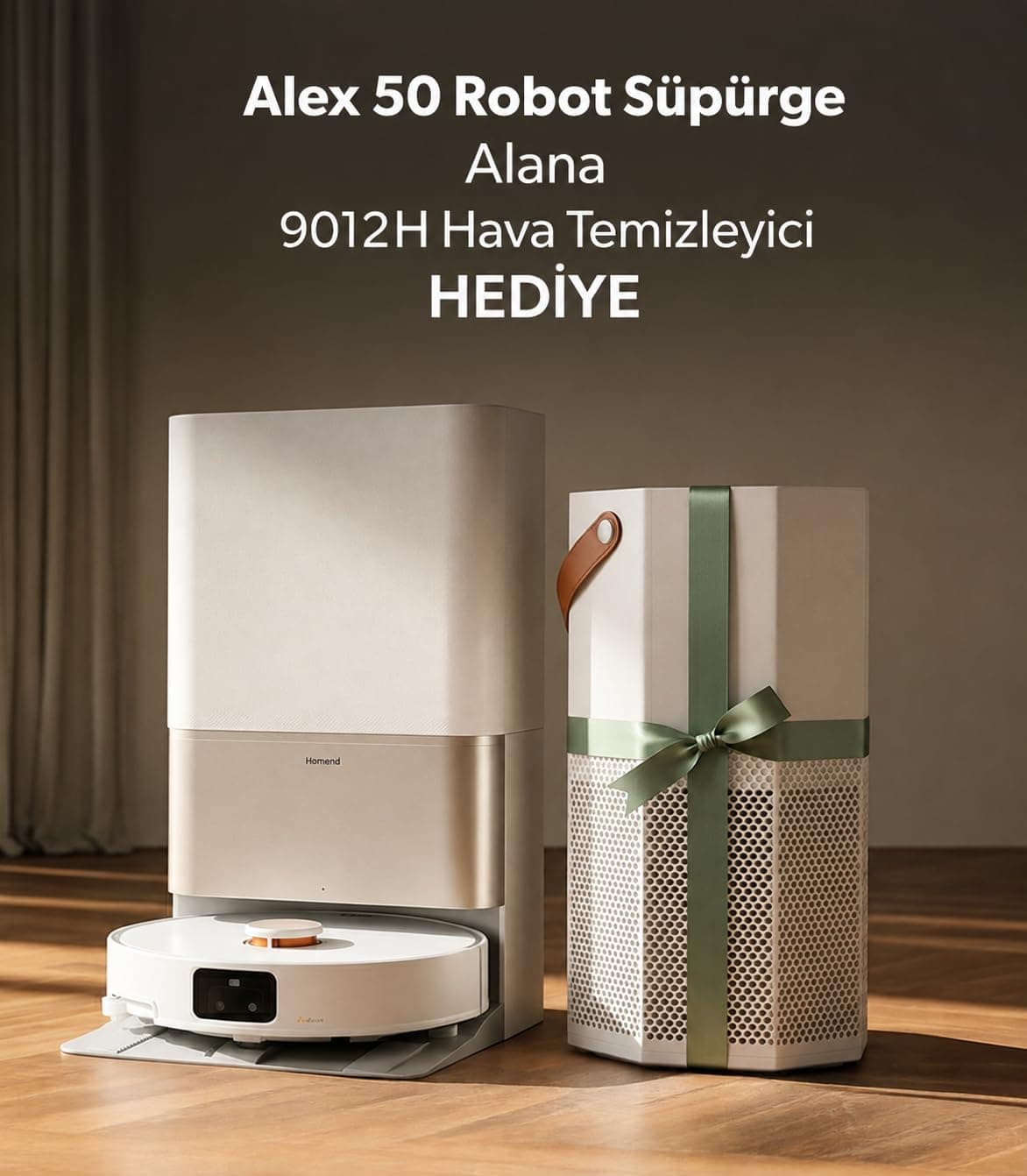 Homend Alex 50 Pro Ulticlean AI Destekli Akıllı Robot Süpürge 28000 Pa Emiş Güçlü Beyaz