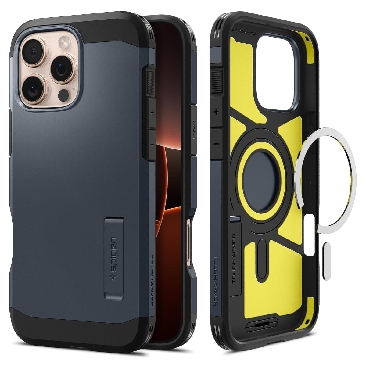 Spigen iPhone 16 Pro ile Uyumlu MagSafe Kılıf Tough Armor Mag Fit Metal Slate - ACS08147