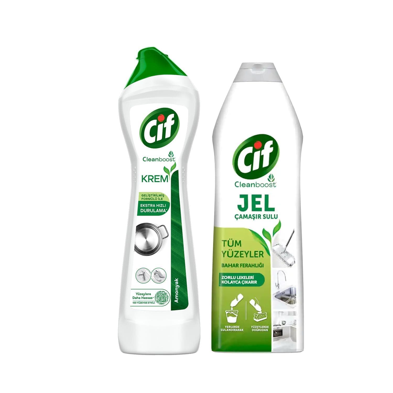 Cif Krem Temizleyici Amonyak 500 ml + Cif Jel Tüm Yüzeyler Bahar Ferahlığı 500 ml