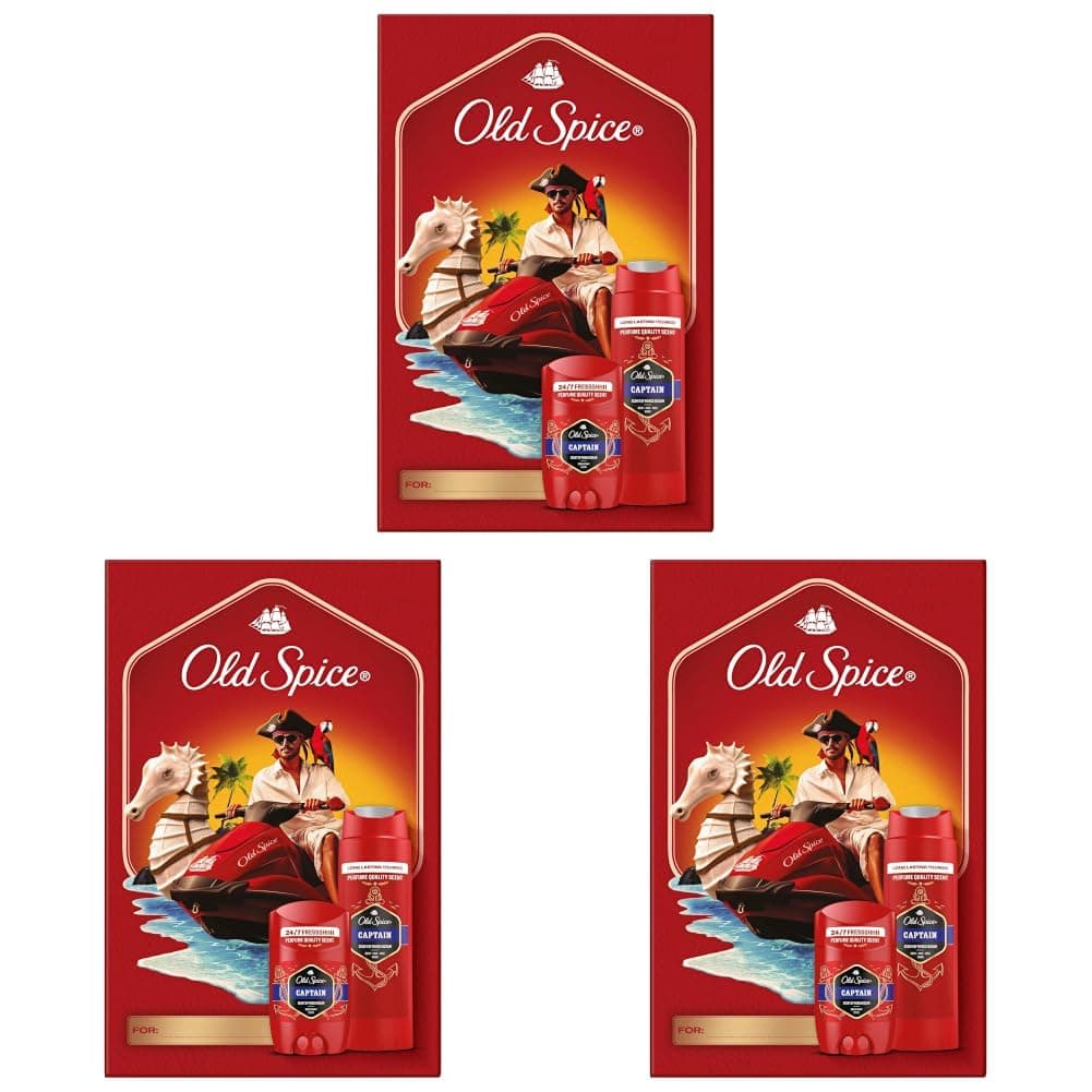 Old Spice Captain Erkek Hediye Seti: Stick Deodorant ve Duş Jeli (3 paketi)