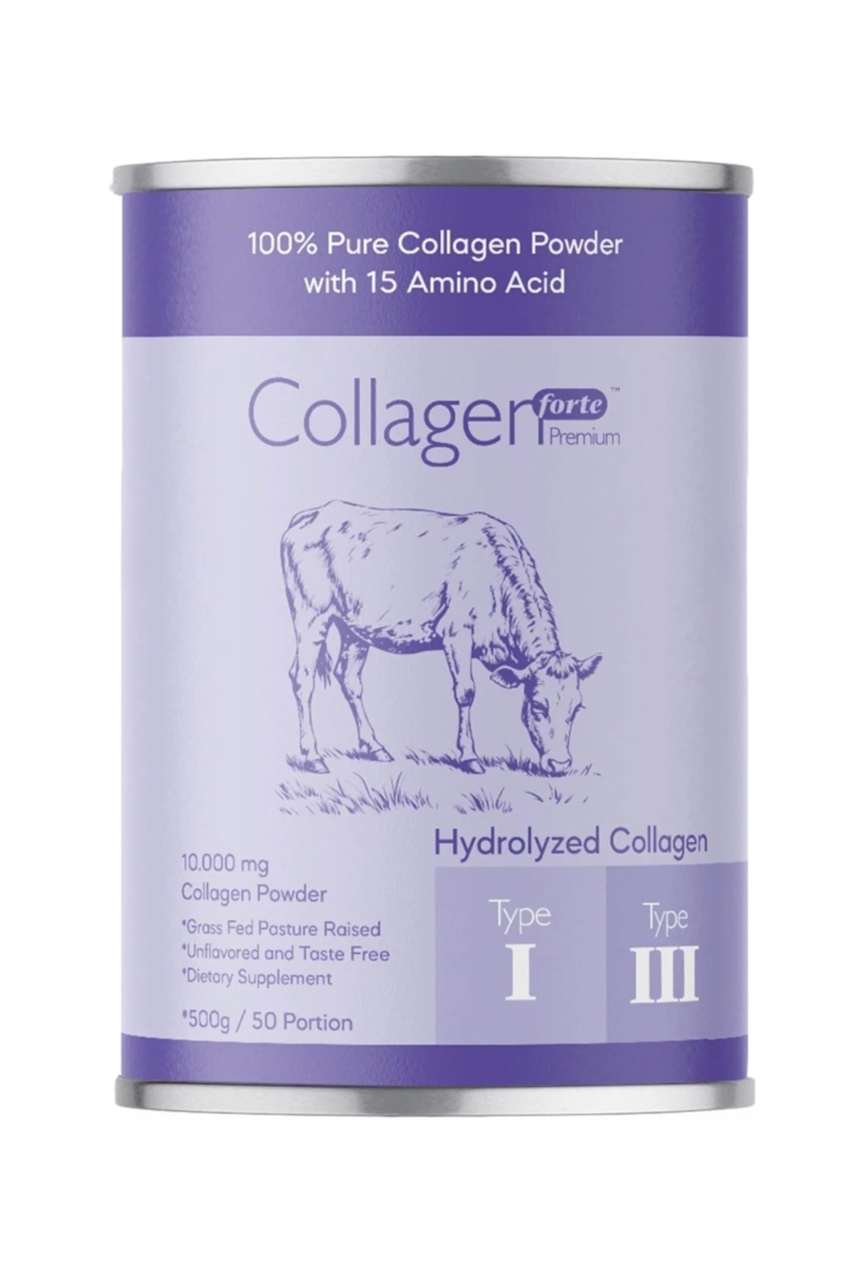 Collagen Forte Platinum Collagen Powder 500g,%100 Saf, Doğal Çift Hidrolize Kolajen Peptitler (50 PORSİYON)