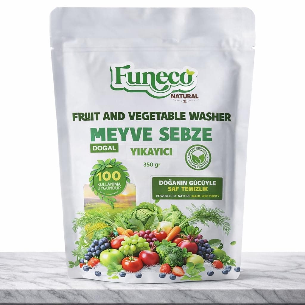 Natural Meyve & Sebze Yıkayıcı 350 g – Bitki ve Mineral Bazlı Doğal Temizleyici Toz – Vegan, Food Grade, 100 Kullanımlık