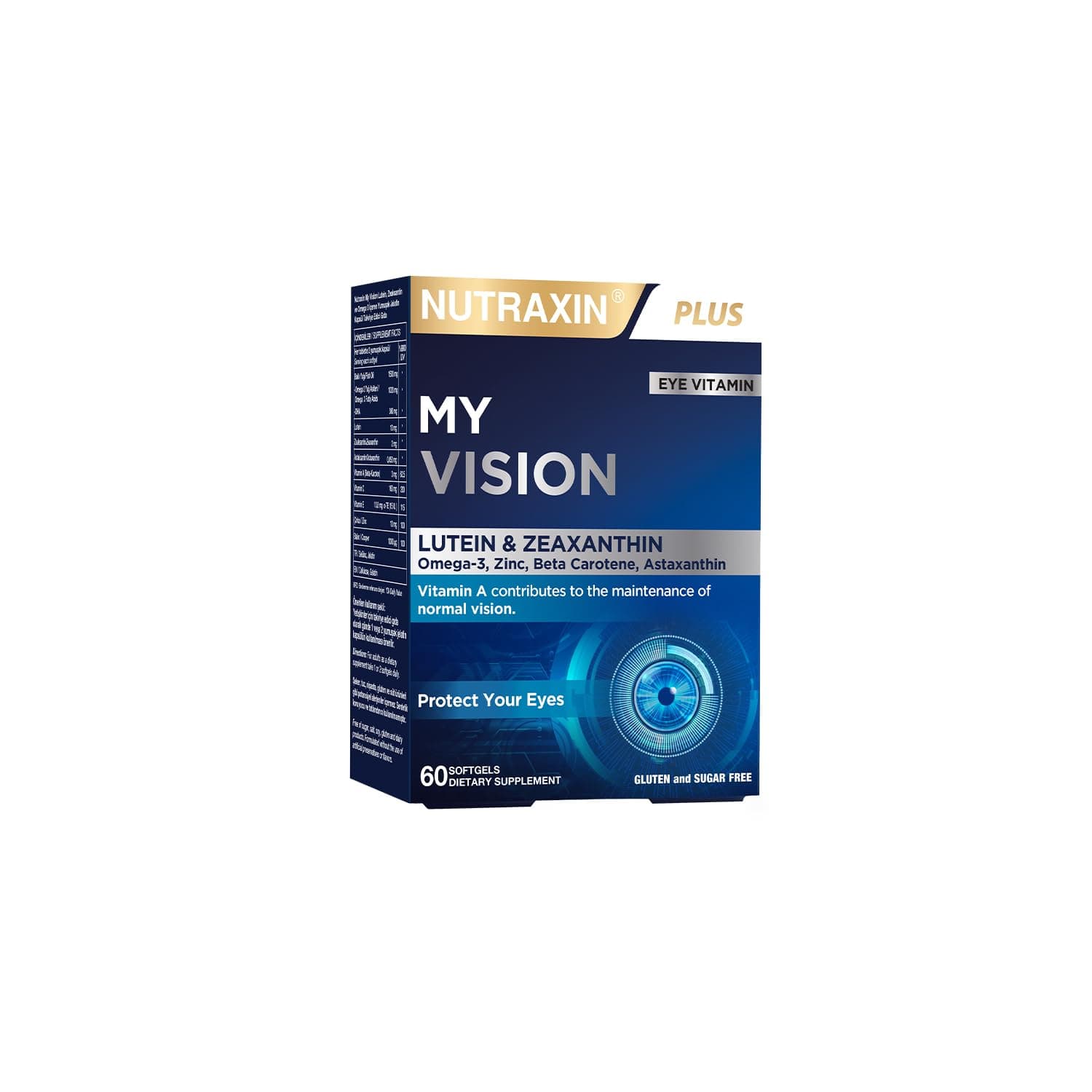 Nutraxin My Vision Eyes Vitamin 60 Soft Jel - Lutein, Zeaxanthin, Omega3, Çinko, Beta Karoten, Astaksantin