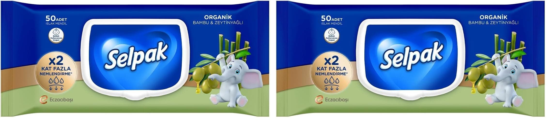 Selpak Organik Bambu Zeytinyağlı Islak Mendil 1x50 2li paket