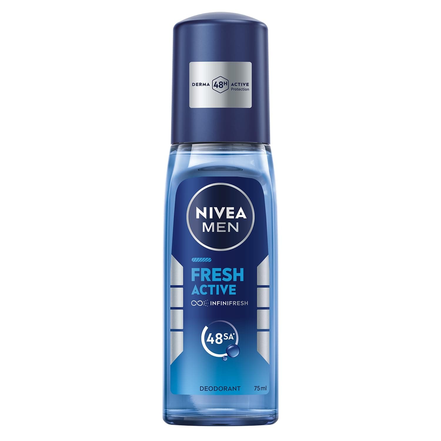 NIVEA MEN Erkek Pump Sprey Deodorant Fresh Active 75ml, Ter Ve Ter Kokusuna Karşı 48 Saat Koruma,Alüminyum İçermez