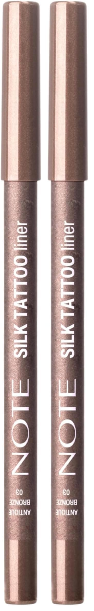 Note Cosmetics Silk Tattoo Liner Suya Dayanıklı İpeksi Jel Göz Kalemi - 03 Antique Bronze (2 paketi)