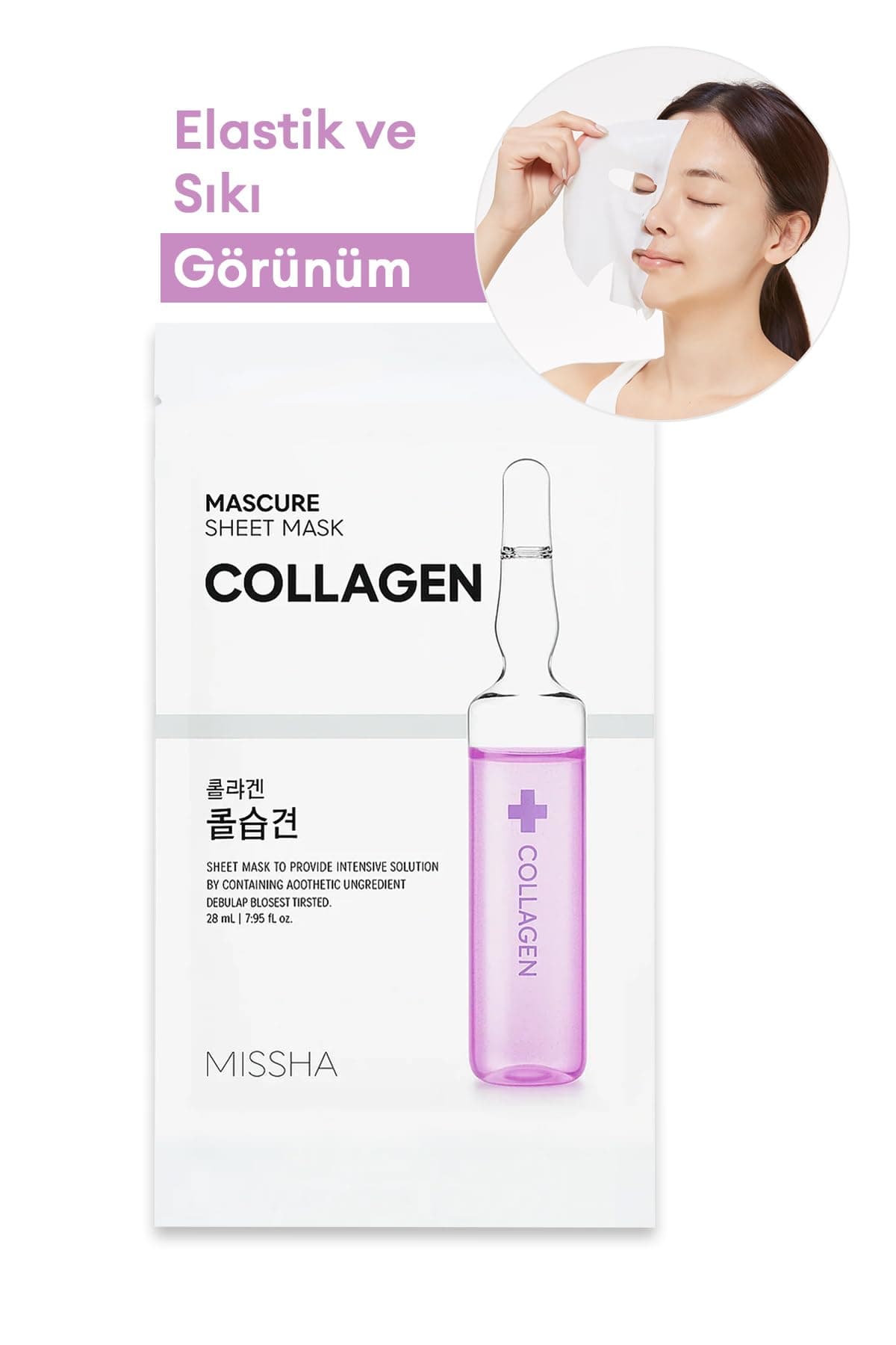MISSHA Kolajen İçerikli Elastik Görünüm Sunan Maske Mascure Elasticity Solution Sheet Mask Collagen