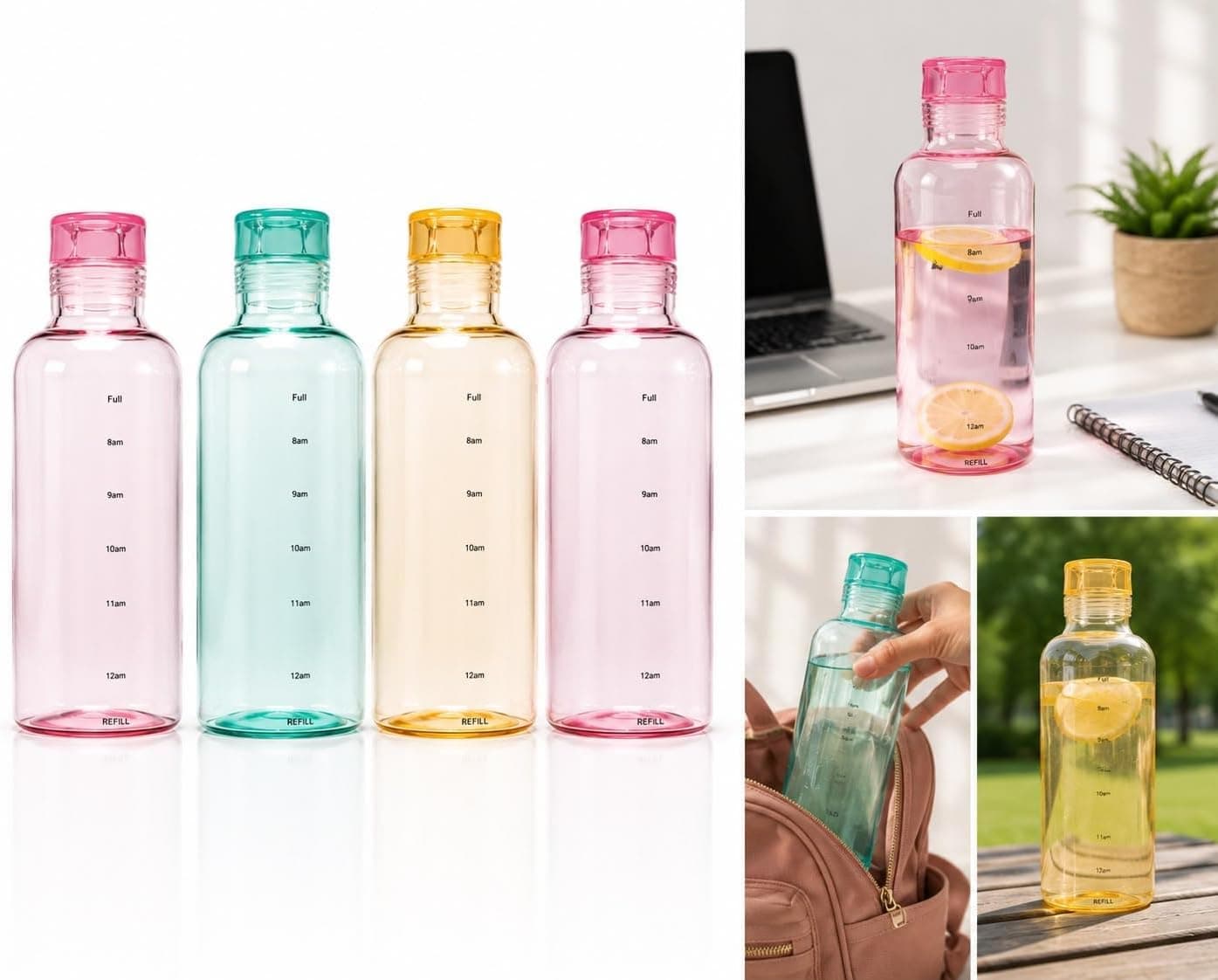 Cam Su Şişesi Borosilikat Matara Sızdırmaz Kapak Cam Suluk Baş Ucu Sürahisi 300 ML