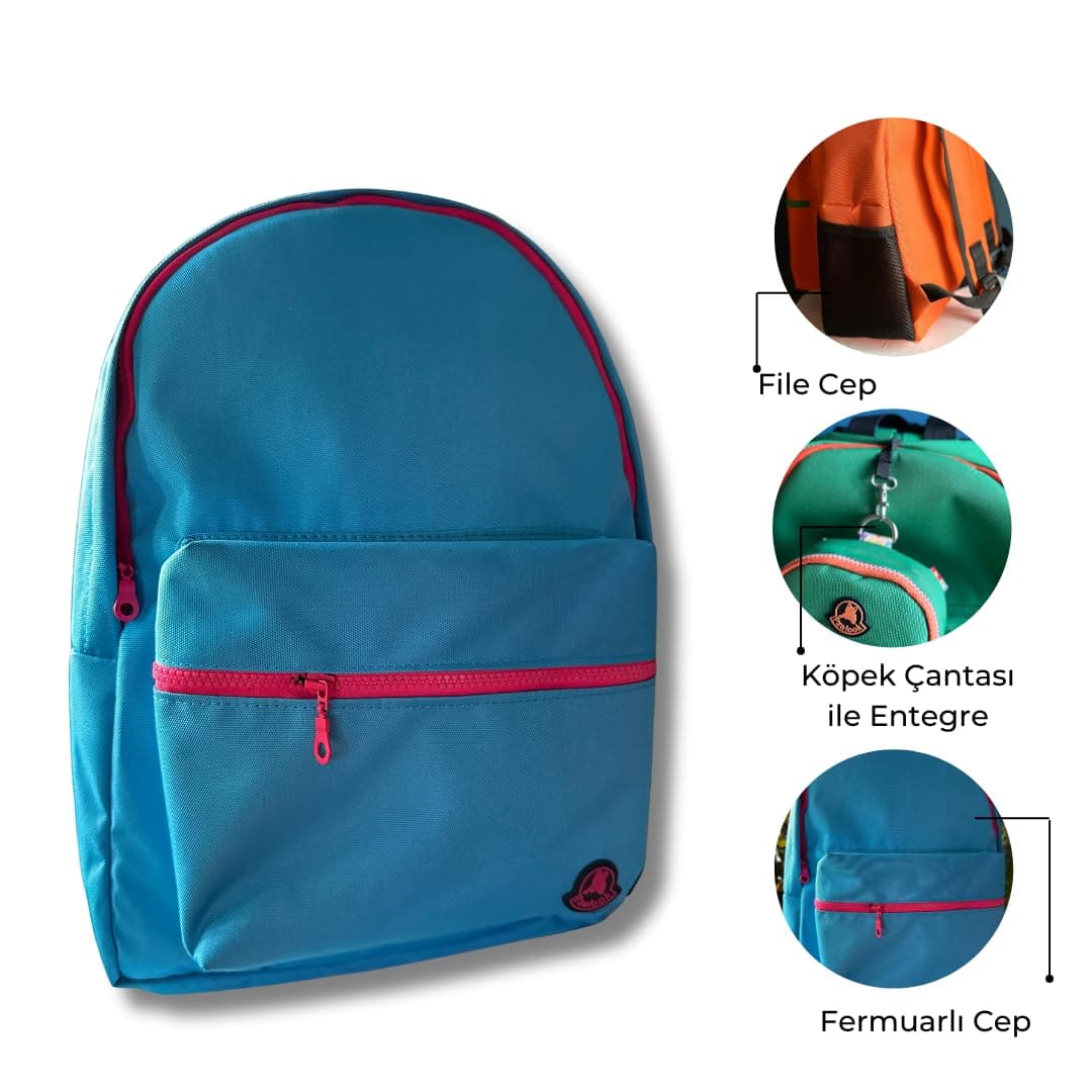 Design, Sırt Çantası – Laptop Bölmeli, Su Geçirmez Ön Cepli, 15" Uyumu, Termos Bölmeli, Ayarlanabilir Askılı, Ergonomik, Mavi