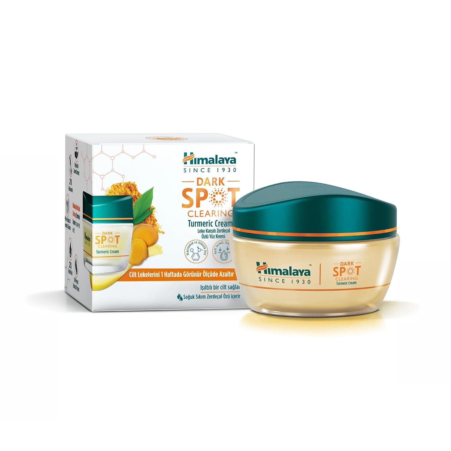 Himalaya Since 1930 Dark Spot Clearing Leke Karşıtı Zerdeçal Özlü Serum Krem 50 g, Niasinamid ve E Vitamini, SPF 30