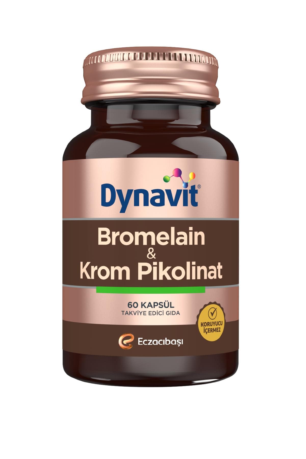 Dynavit Bromelain (Ananas Ekstresi)&Krom Pikolinat 60 Bitkisel Kapsül - Ödem Atımı&Diyetisyen Önerisi - 500 mg (1200 GDU) Bromelain&200 mcg Krom