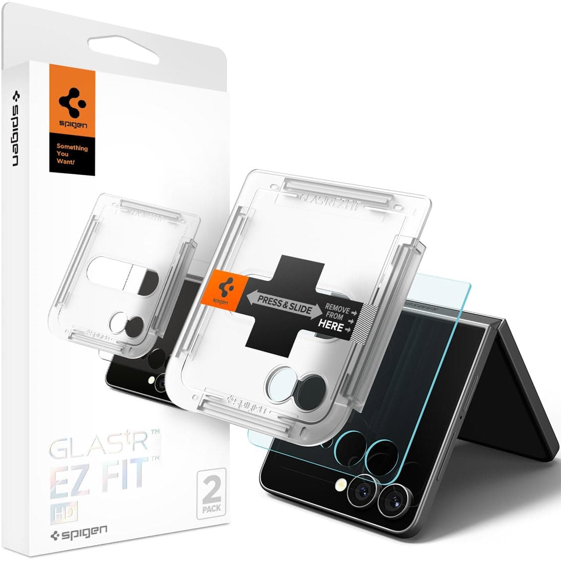 Spigen Galaxy Z Flip 8 / Z Flip 7 ile Uyumlu Ekran Koruyucu Cam Kolay Kurulum Glas.tR EZ Fit HD (2 Adet) - AGL09585