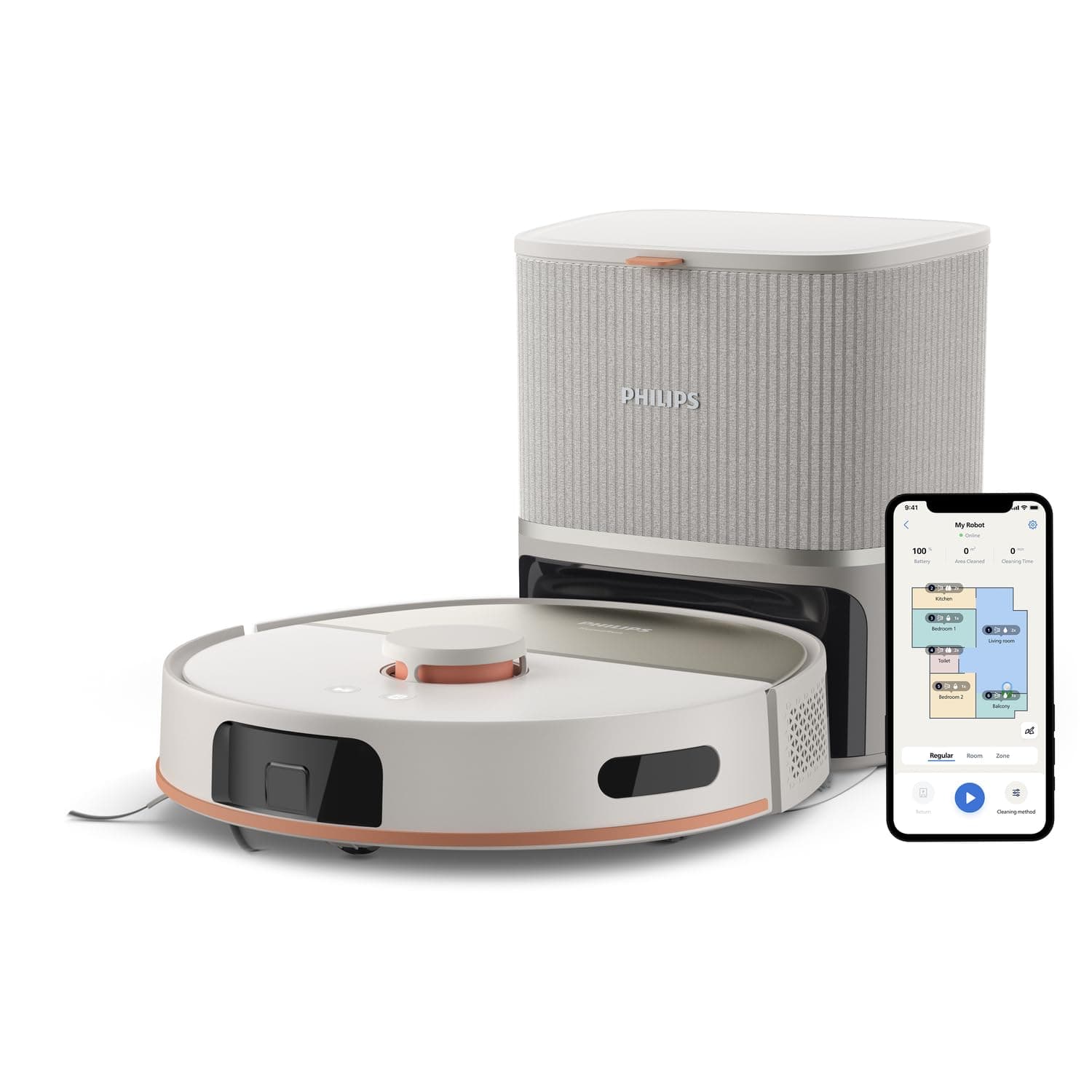 Philips 5000 Serisi Islak Kuru Robot Süpürge, Yüksek Emiş Gücü, Uzun Çalışma Süresi, 200 dk'ya Kadar Şarj, HomeRun, Otomatik Boşaltma İstasyonu, Beyaz (XU5100/20)