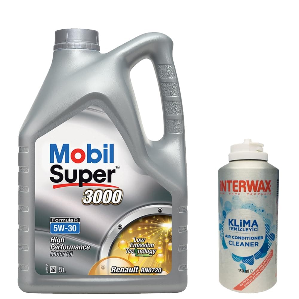 Mobil Super 3000 Formula R 5W30 Renault Araç Motor Yağı 5 L + 03047 İnterwax Klima Temizleyici