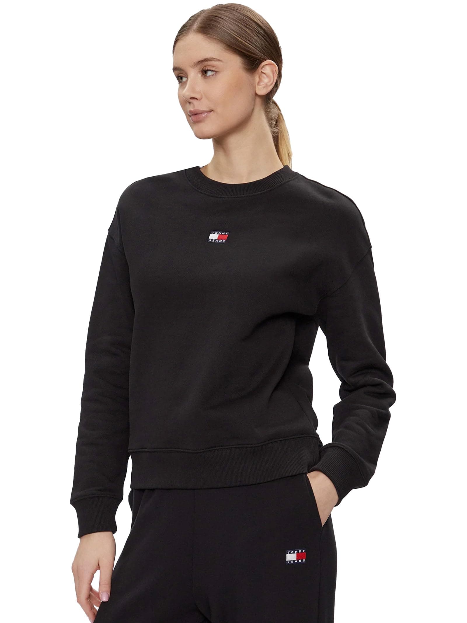 Tommy Jeans Bisiklet Yaka Düz Lacivert Kadın Sweatshırt BXY BADGE CREW EXT