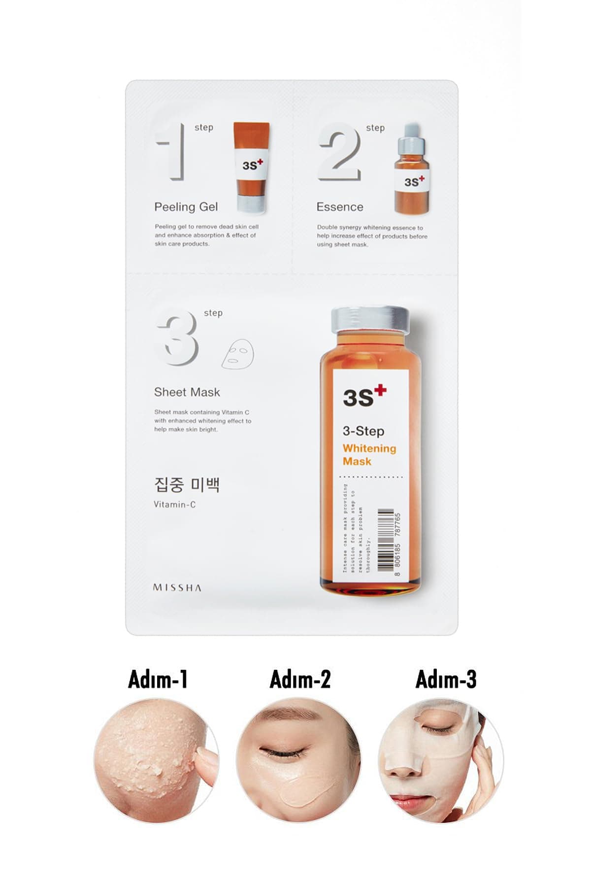 MISSHA 3 Aşamalı Aydınlık Görünüm Sağlayan Maske 3 Step Whitening Mask