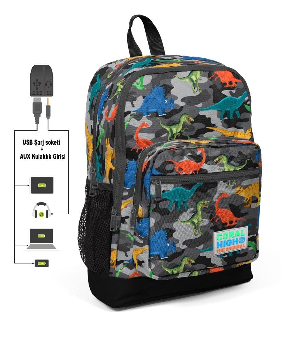 Sırt Çantası USB ve Aux Soketli Polyester