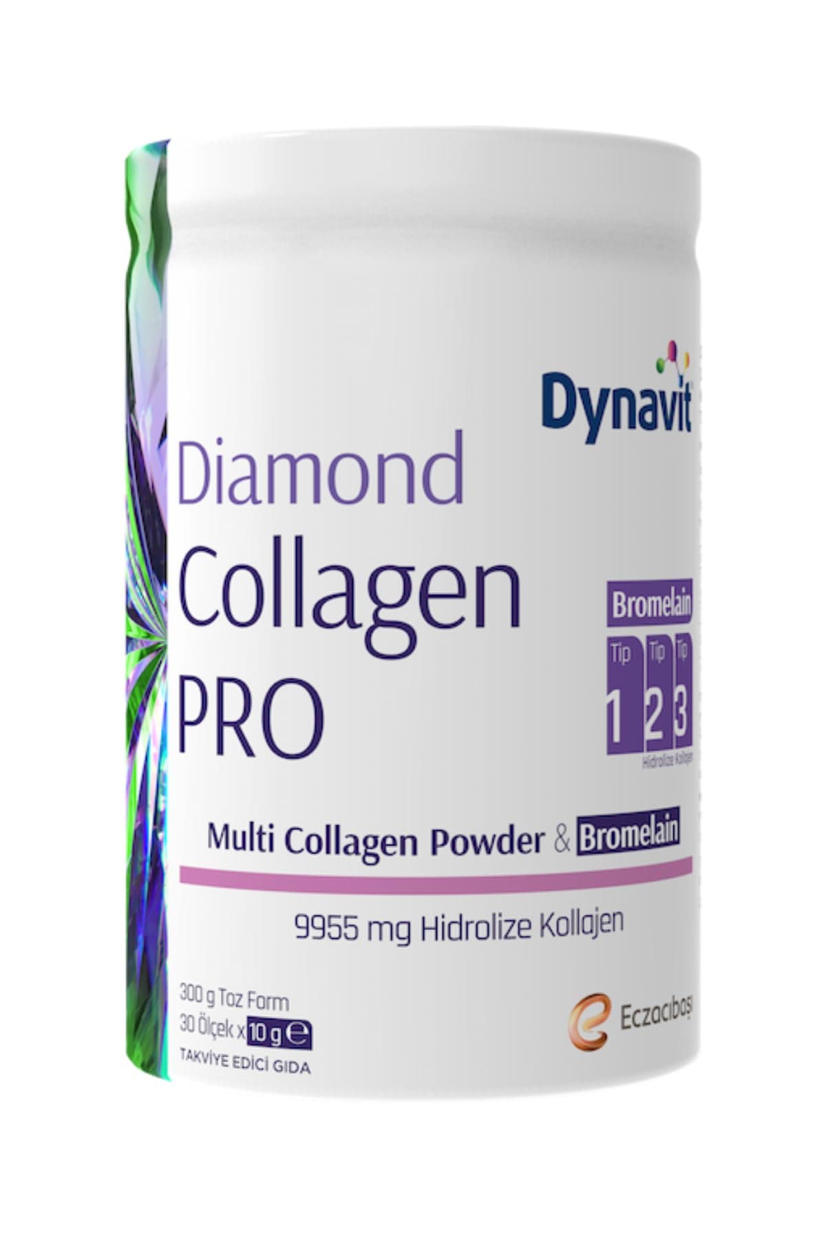 Diamond Multi Collagen&Bromelain (Ananas Ekstresi) 300g Toz - Ödem Atımı&Diyetisyen Önerisi - Hidrolize Peptit Tip 1&3 Sığır ve Tip 2 Tavuk Kolajeni, Bromelain