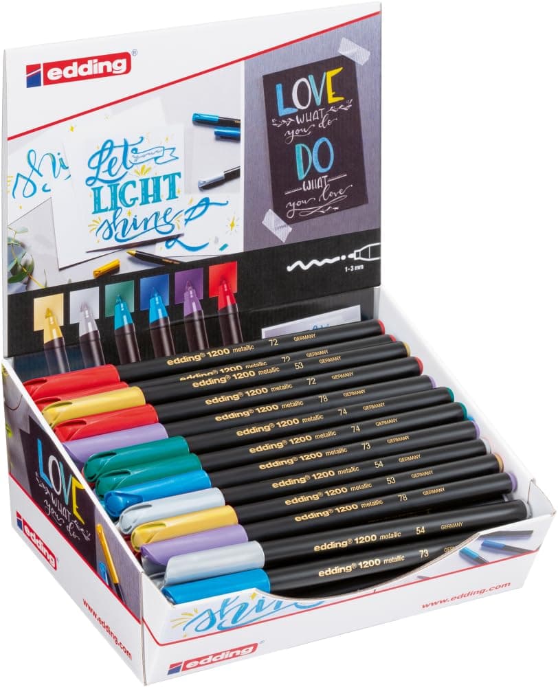 Edding 4 – 51151 keçeli Ekran 1200 Metalik Color Pen, 50 parça, karton