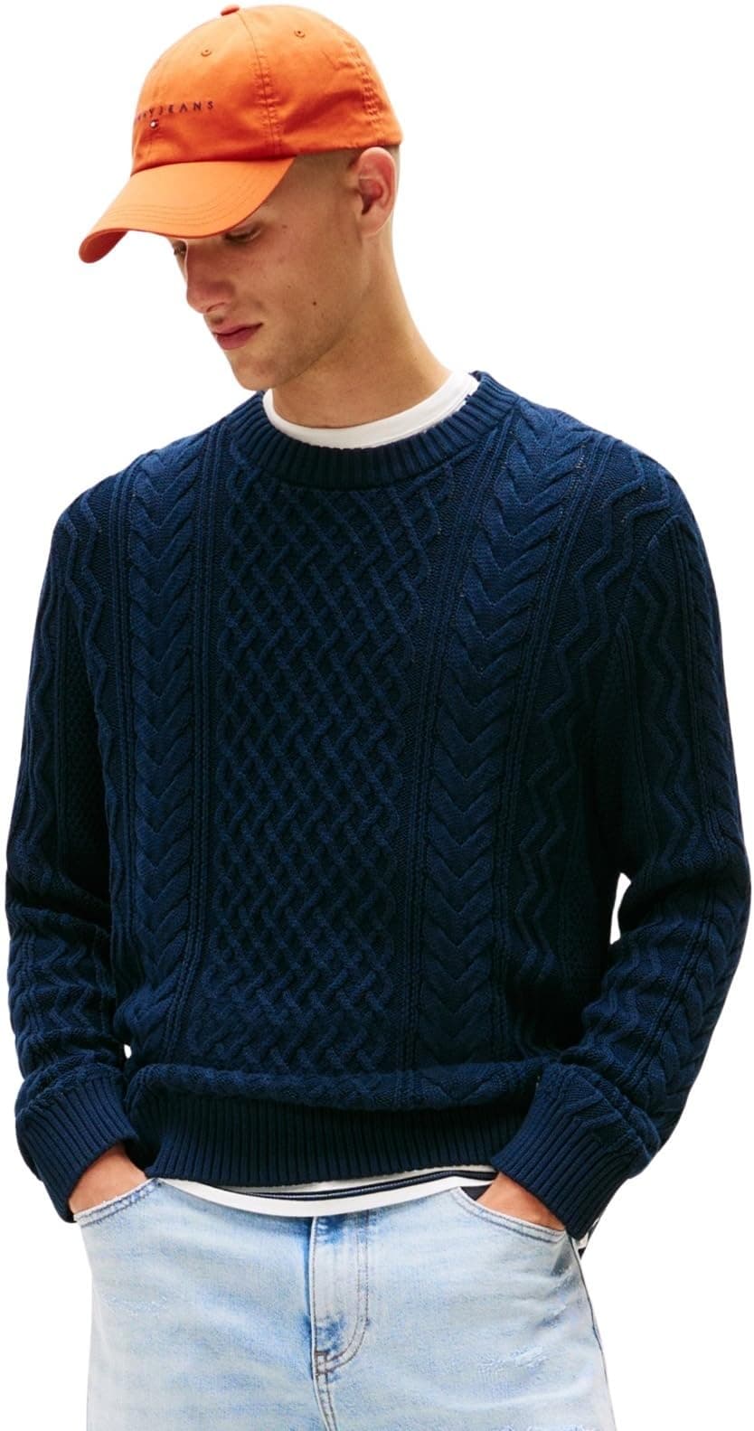 TJM SLM BADGE CABLE KNIT SWEATER Kazak Erkek