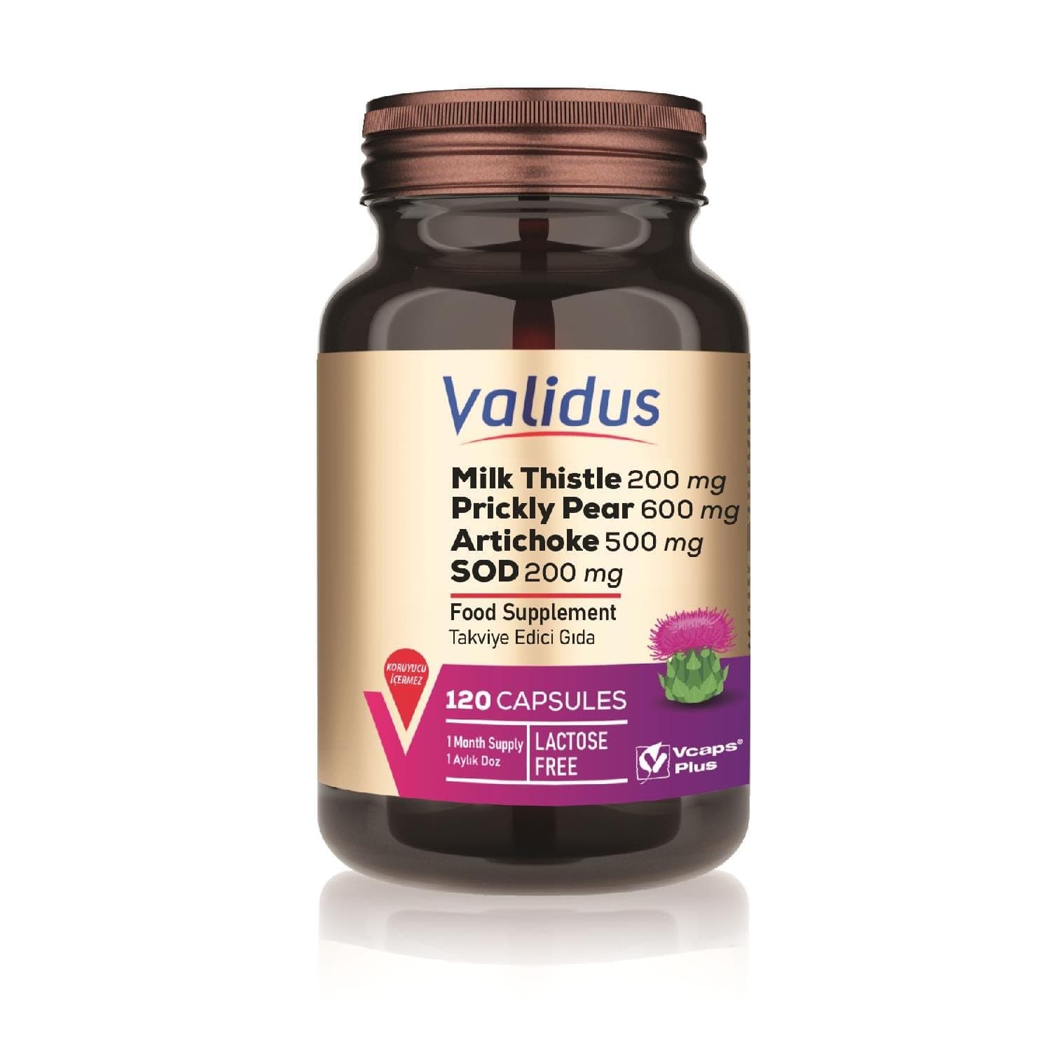 Validus Liver Milk Thistle 200 Mg Artichoke 500 Mg 120 Capsules