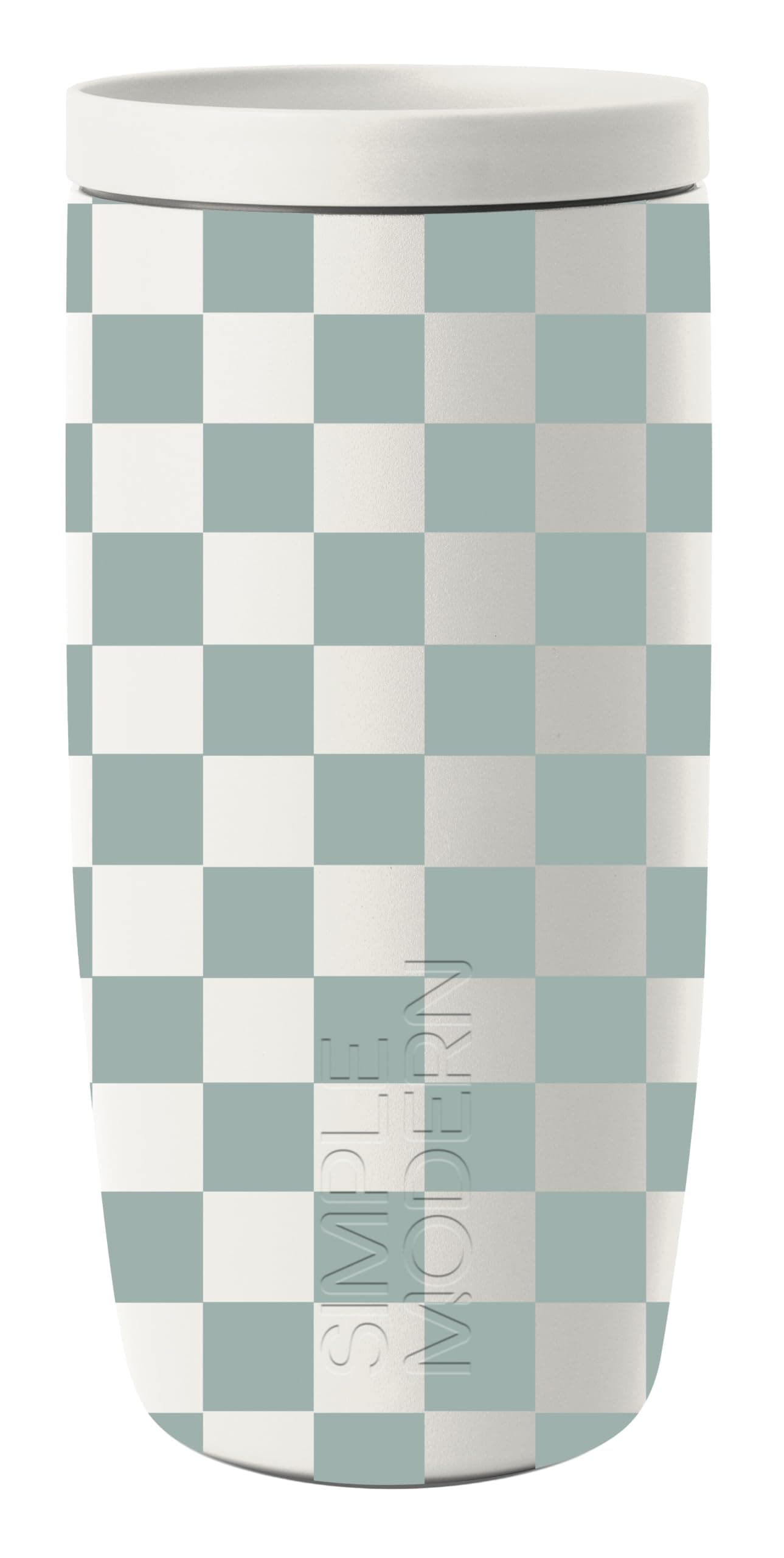 Simple Modern Signature Voyager Seramik Termos 0,47 L - Sea Glass Sage Cream Checkmate