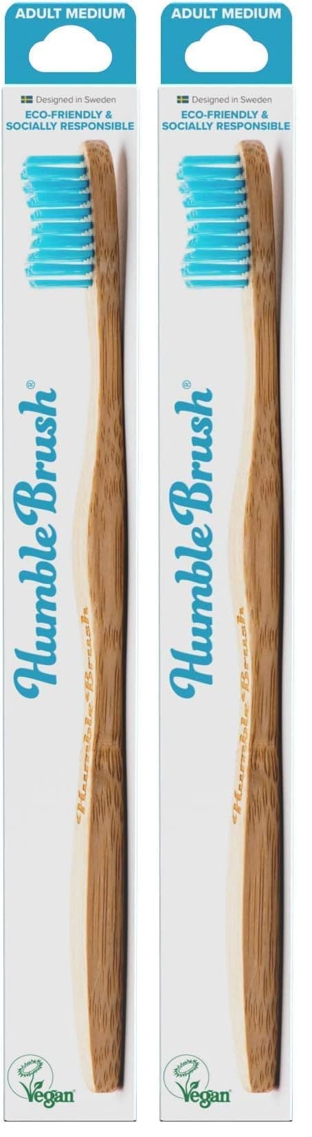 The Humble Co. Brush Yetişkin Bambu Medium Orta Diş Fırçası Mavi 1 Paket (2 paketi)