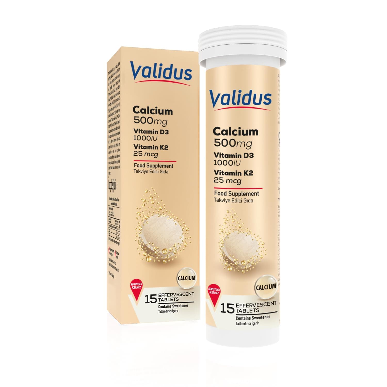 Validus Calcium + Vitamin D3 + Vitamin K2 15 Effervescent Tablets