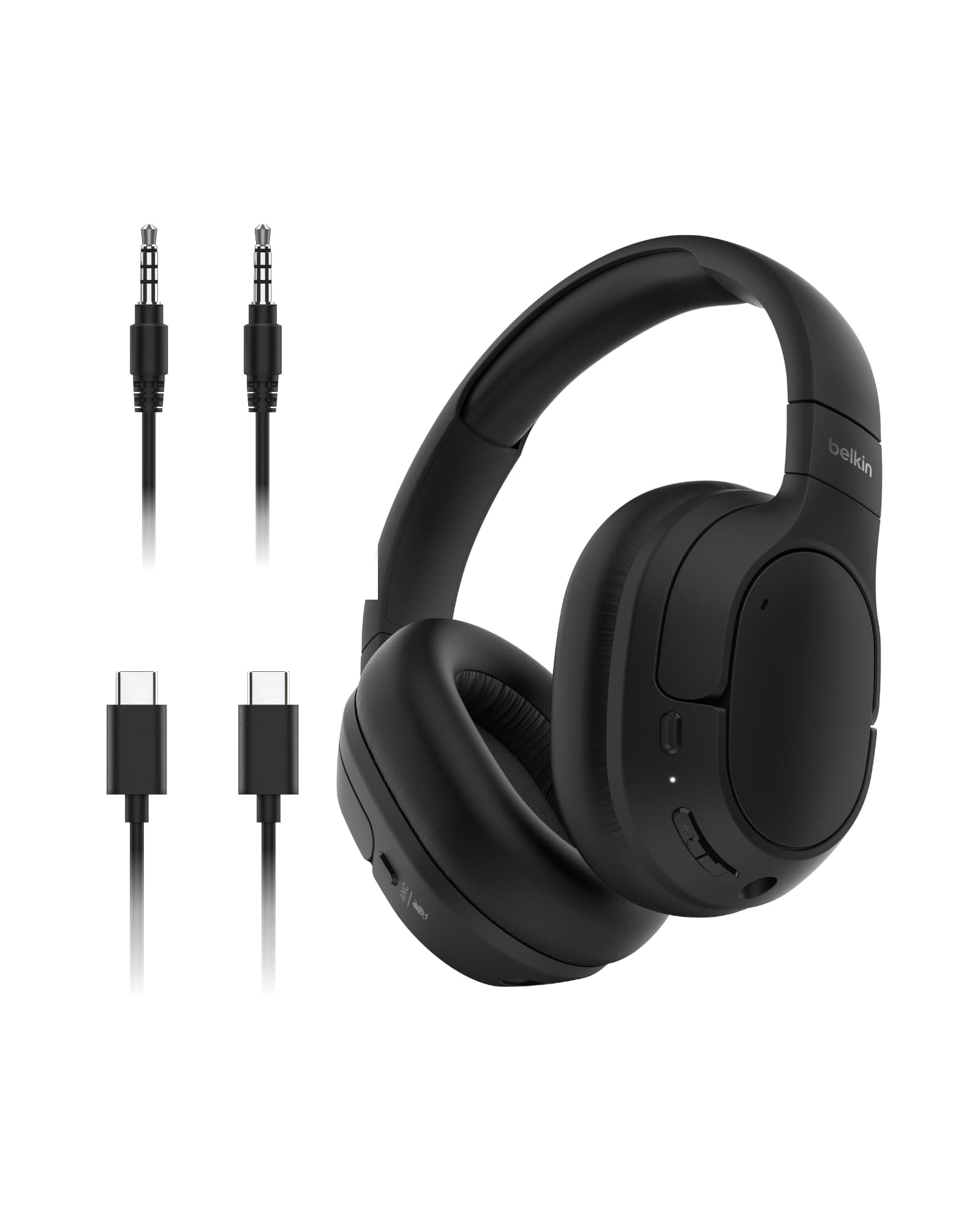 Belkin SoundForm Isolate Gürültü Önleyici Kablosuz Kulaklık (Siyah) – Mikrofonlu, 60 Saat Pil, Derin Bas, Konforlu CloudCushion Kulaklık, Seyahat ve Ofis için