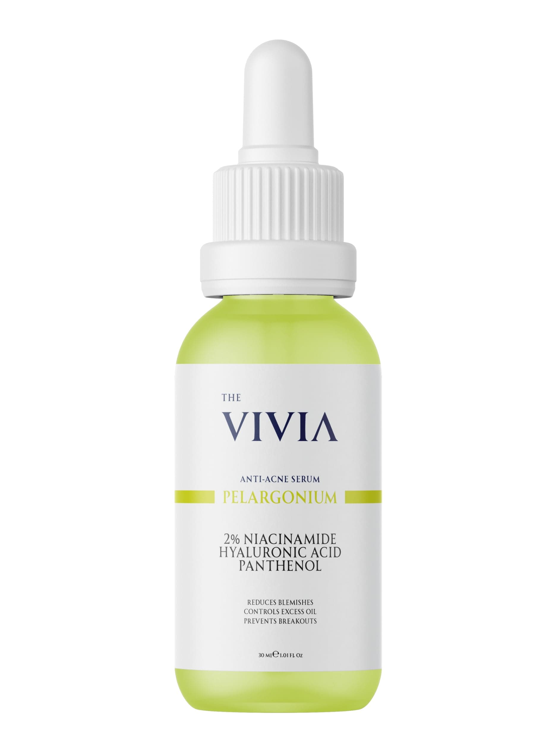 The Vivia Siyah Nokta, Sivilce ve Akne Karşıtı, Gözenek Sıklaştırıcı Cilt Serumu Pelargonium Niacinamide Hyaluronic Acid Panthenol 30 ml