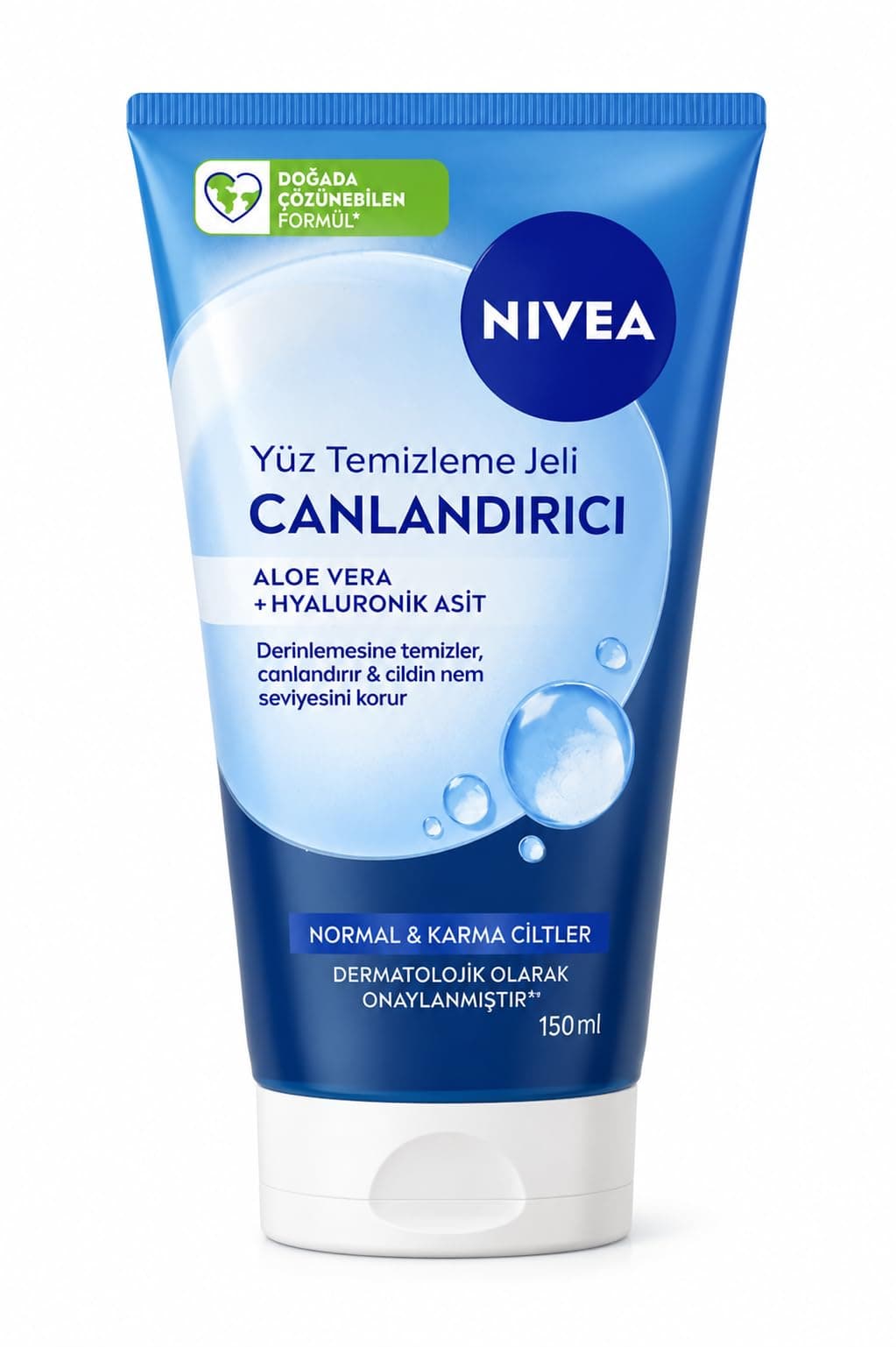 NIVEA Canlandırıcı Yüz Temizleme Jeli 150 ml,Aloe Vera,Hyaluronik Asit,Normal ve Karma Ciltler
