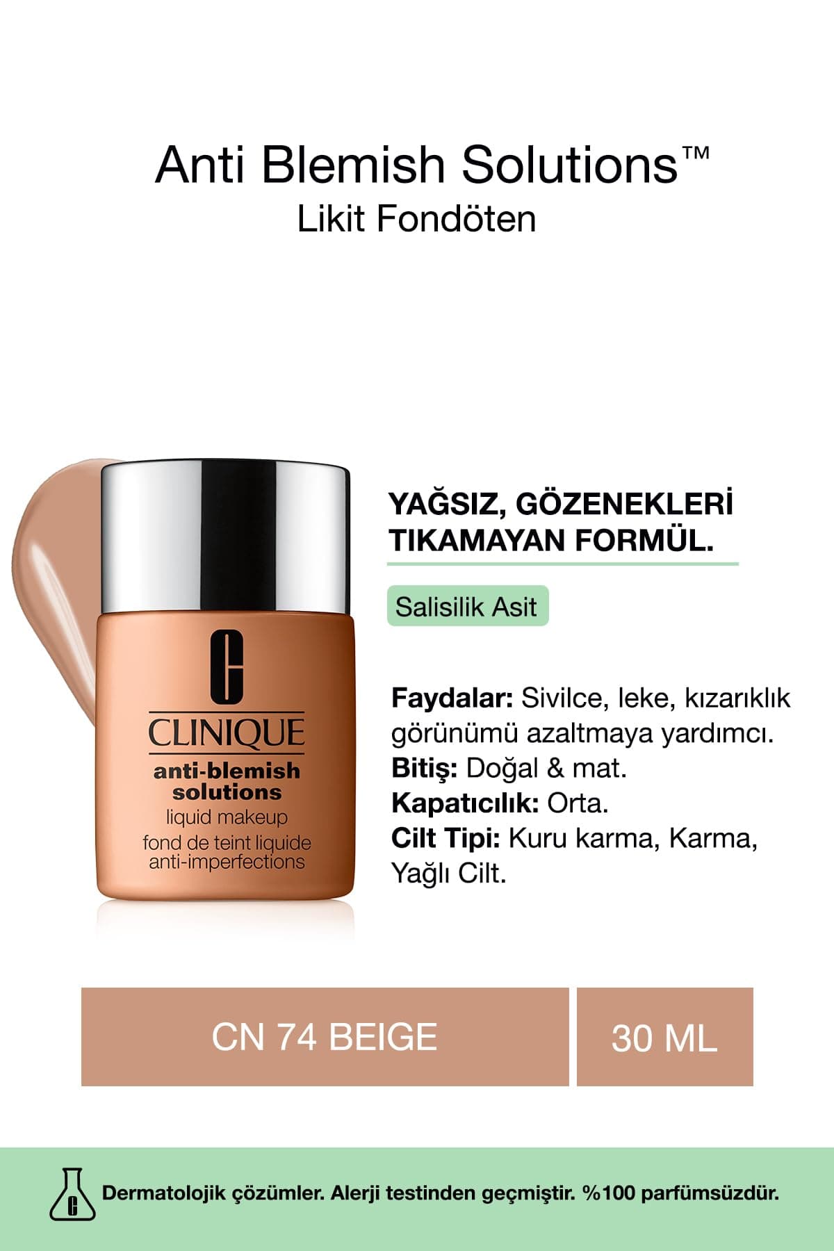 Clinique Anti Blemish Solutions Liquid Foundation-CN74 Beige
