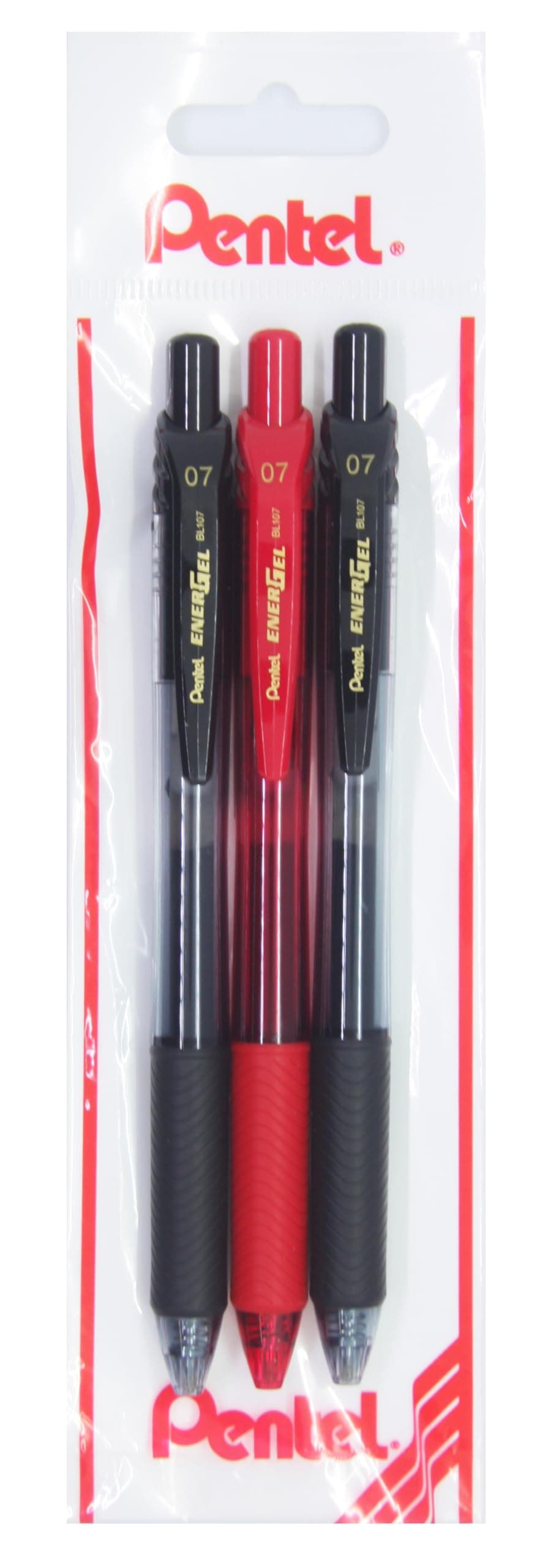 Pentel ENERGEL 0.7 mm Likit Roller Kalem 2xSiyah/1xKırmızı 3'lü set