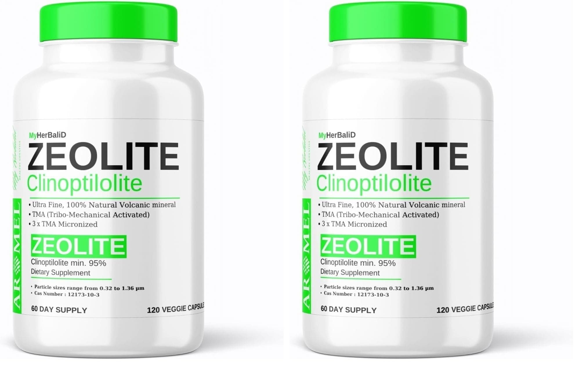 Aromel Zeolit Tozu Kapsül 120 Adet 1 Mikron Ultra Fine, Tma Zeolit Tribo-Mechanical Activated (2 paketi)