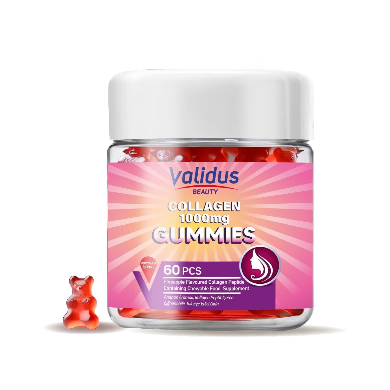 Validus 1000 mg Kolajen Çignenebilir Form (Gummies) 60 Adet