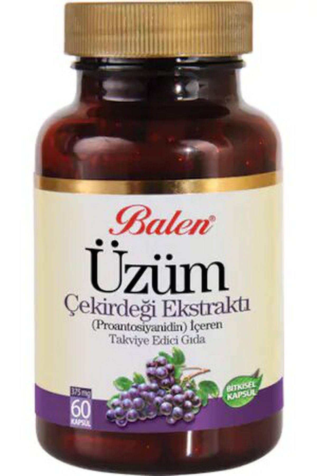 Balen Üzüm Çekirdeği Özü 375 mg Kapsüller Antioksidan Desteği İçin 60 Adet