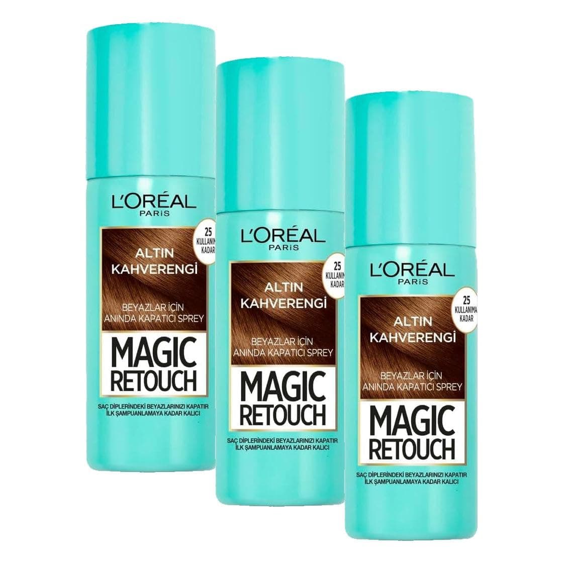 L'Oreal Paris Magic Retouch Beyaz Dipleri Kapatıcı Sprey 75 ml - Altın Kahverengi (3 paketi)