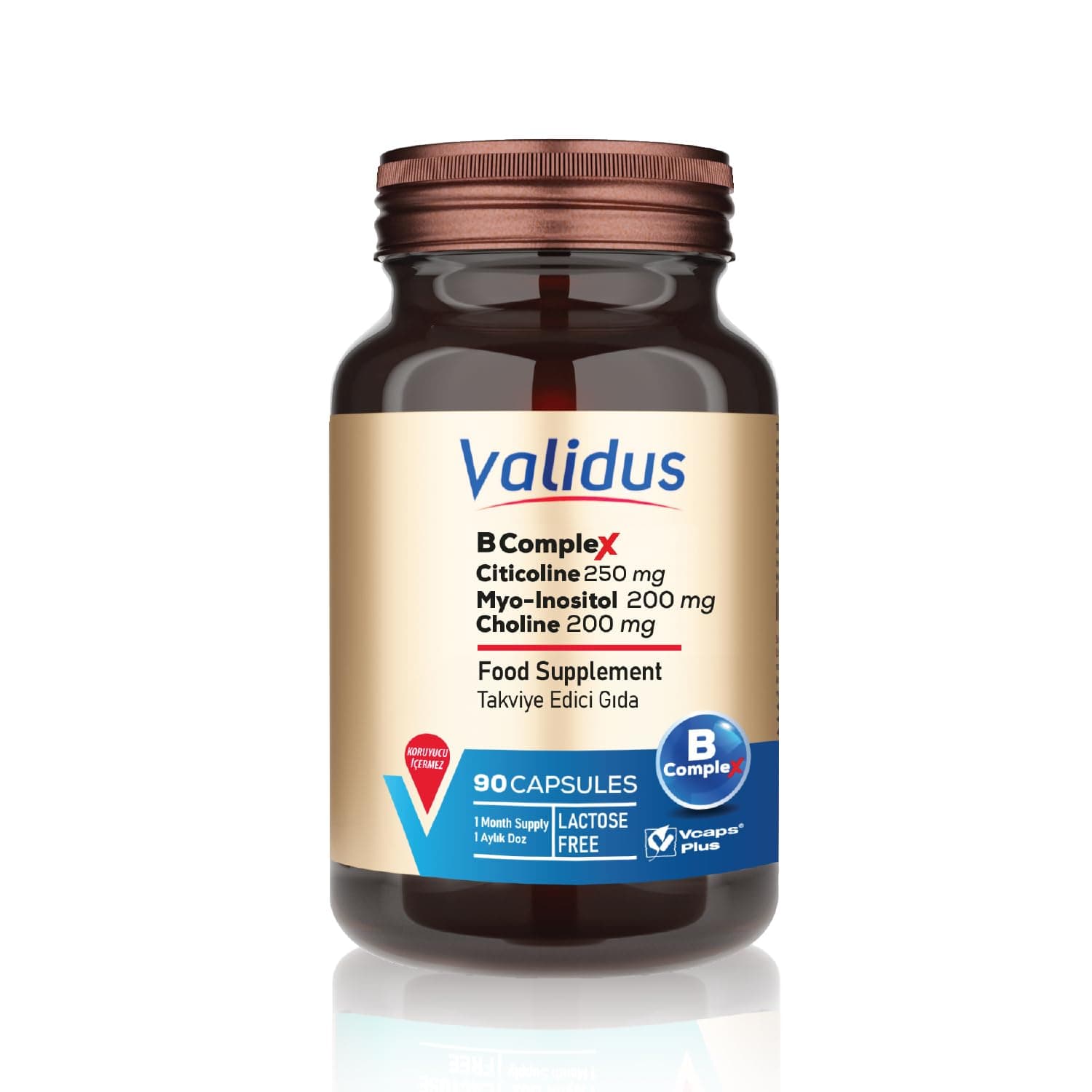 Validus B Complex Citicoline 250 Mg B 12 3000 Mcg Myo-ınositol 200 Mg Choline 200 Mg 90 Capsules