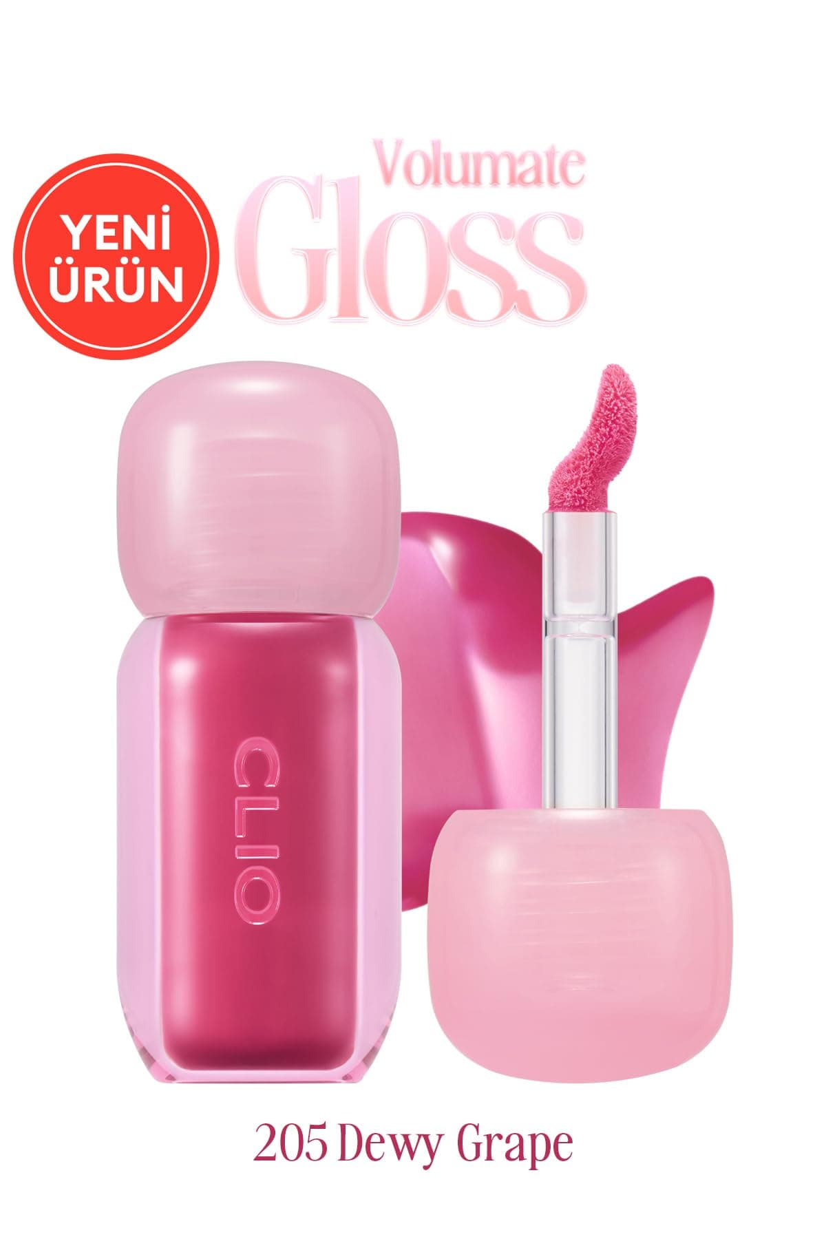 CLIO, Pigmentli, Parlak Bitişli Dolgunlaştırıcı Lip Gloss Volumate Gloss 205 Dewy Grape