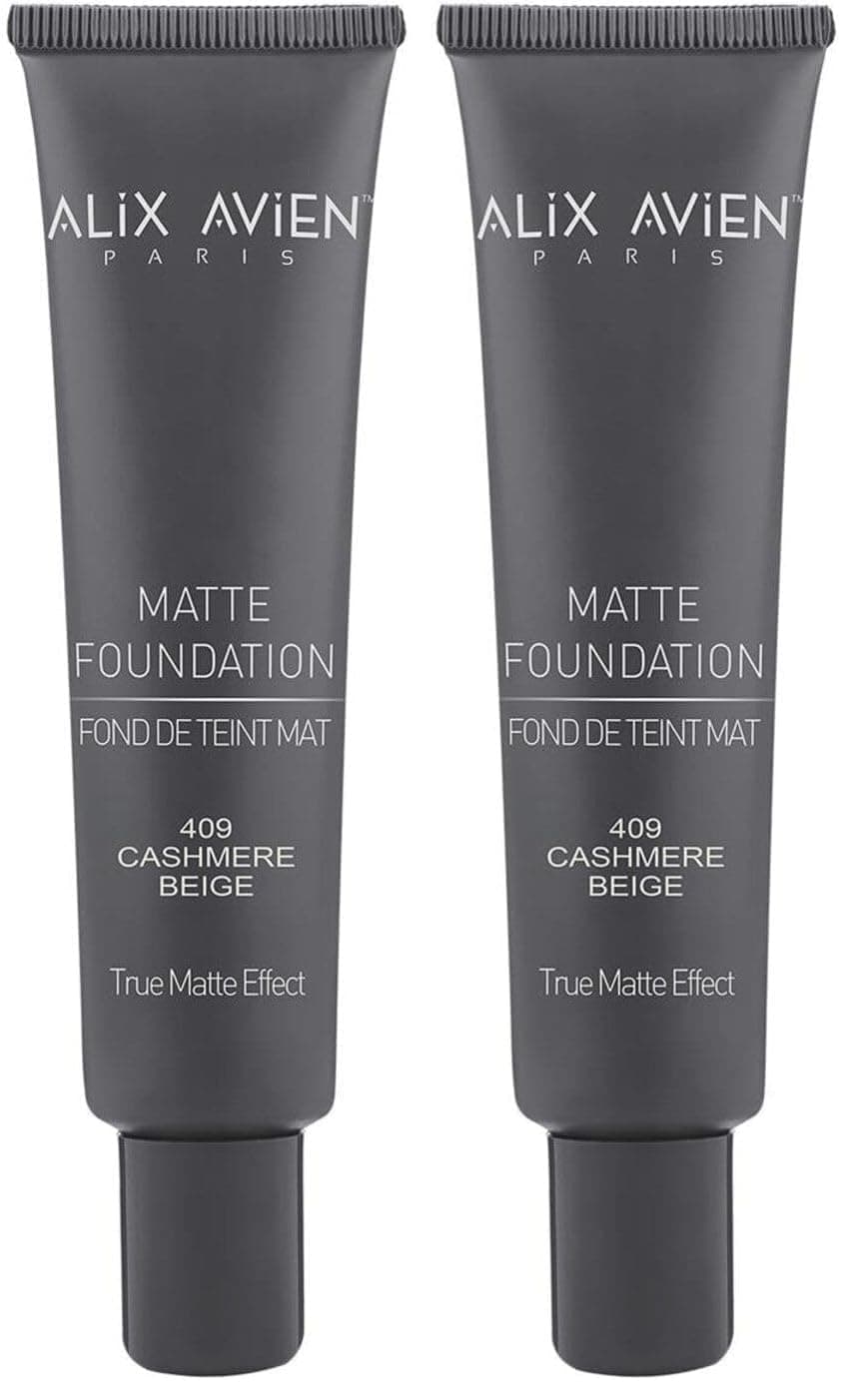 ALIX AVIEN Uzun Süre Kalıcı Doğal Mat Bitişli E Vitamini Içeren Mat Fondöten - Matte Foundation 409 Cashmere (2 paketi)