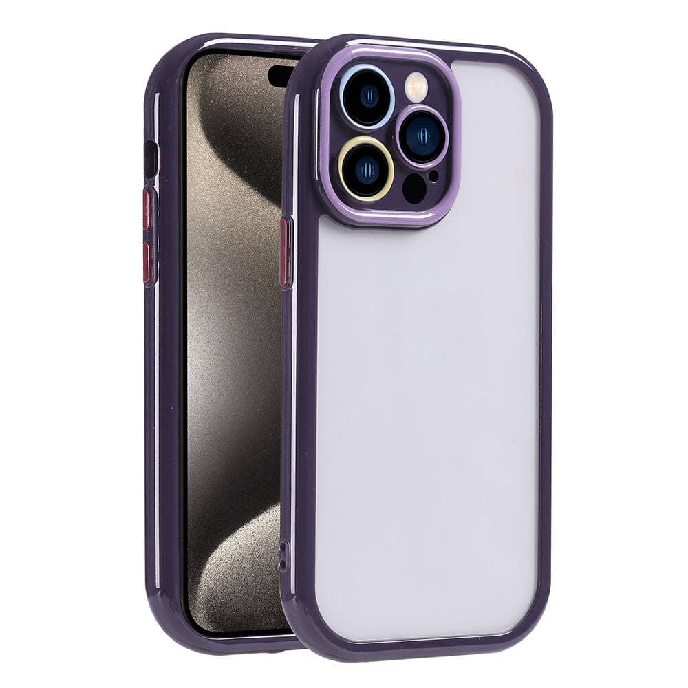 Zore Apple için uyumlu iPhone 15 Pro Max Kılıf Kamera Korumalı Renkli Kenar ve Çerçeve Tasarımlı Zore Vitamin Kapak Derin Mor