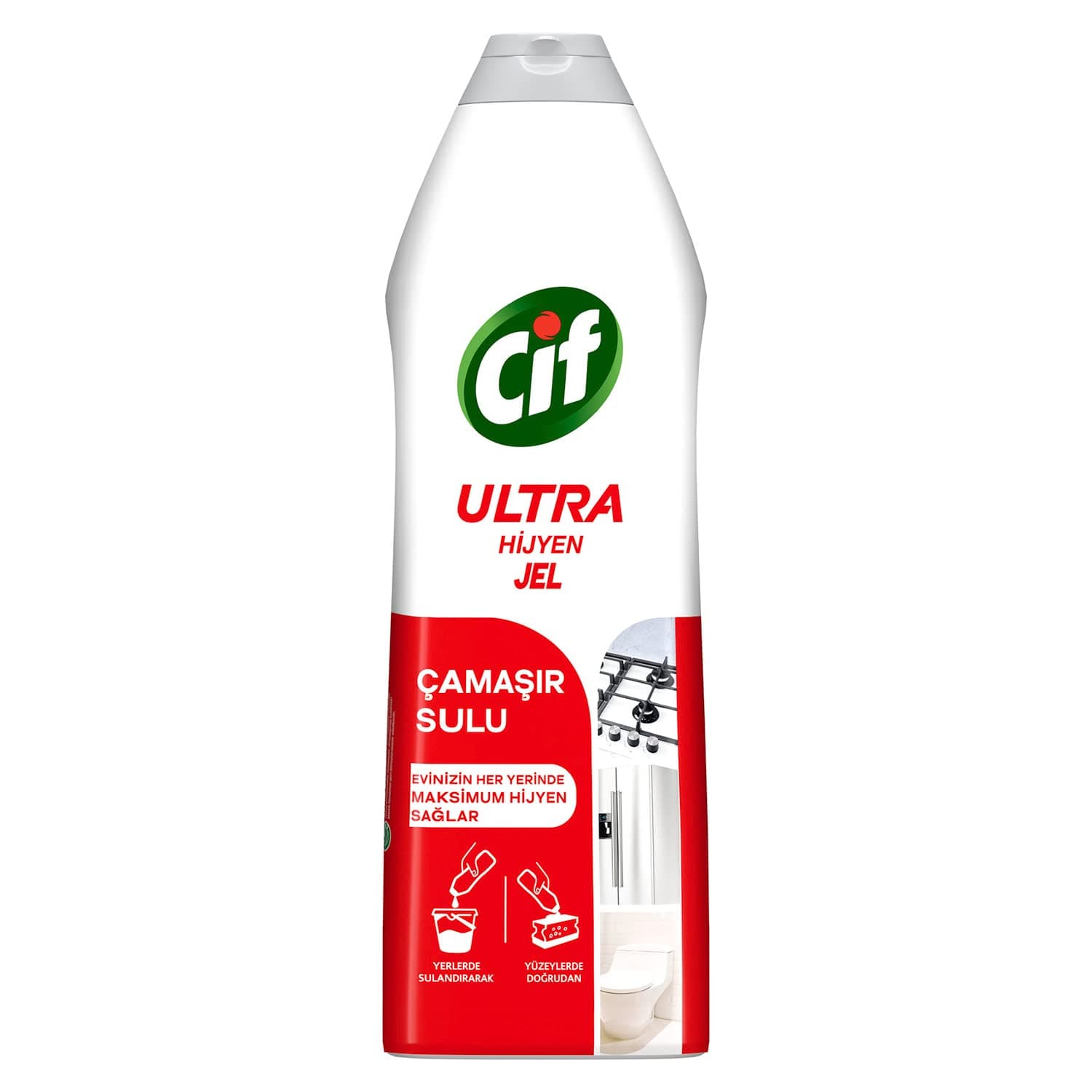 Cif Ultra Hijyen Jel Yüzey Temizleyici Çamaşır Sulu Katkılı Leke Çıkarıcı Yağ Çözücü 750 ml