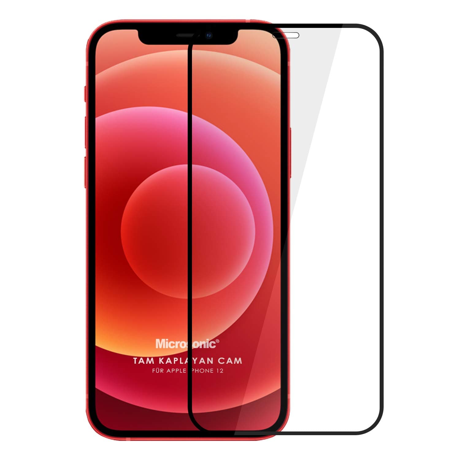 Microsonic Apple iPhone 12 Tam Kaplayan Temperli Cam Ekran Koruyucu Siyah [iPhone 12 ile Uyumlu Ekran Koruyucu]