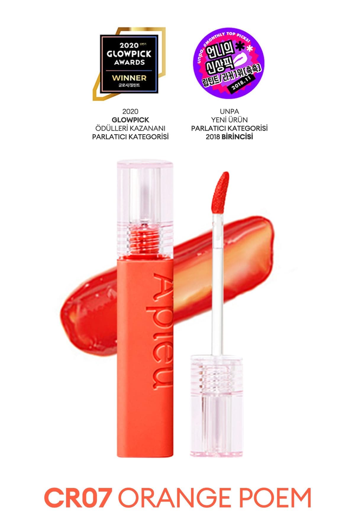 A'PIEU Pürüzsüz Görünüm Sunan Gün Boyu Kalıcı Tint A'pıeu Juicy Pang Tint (CR07 ORANGE POEM)