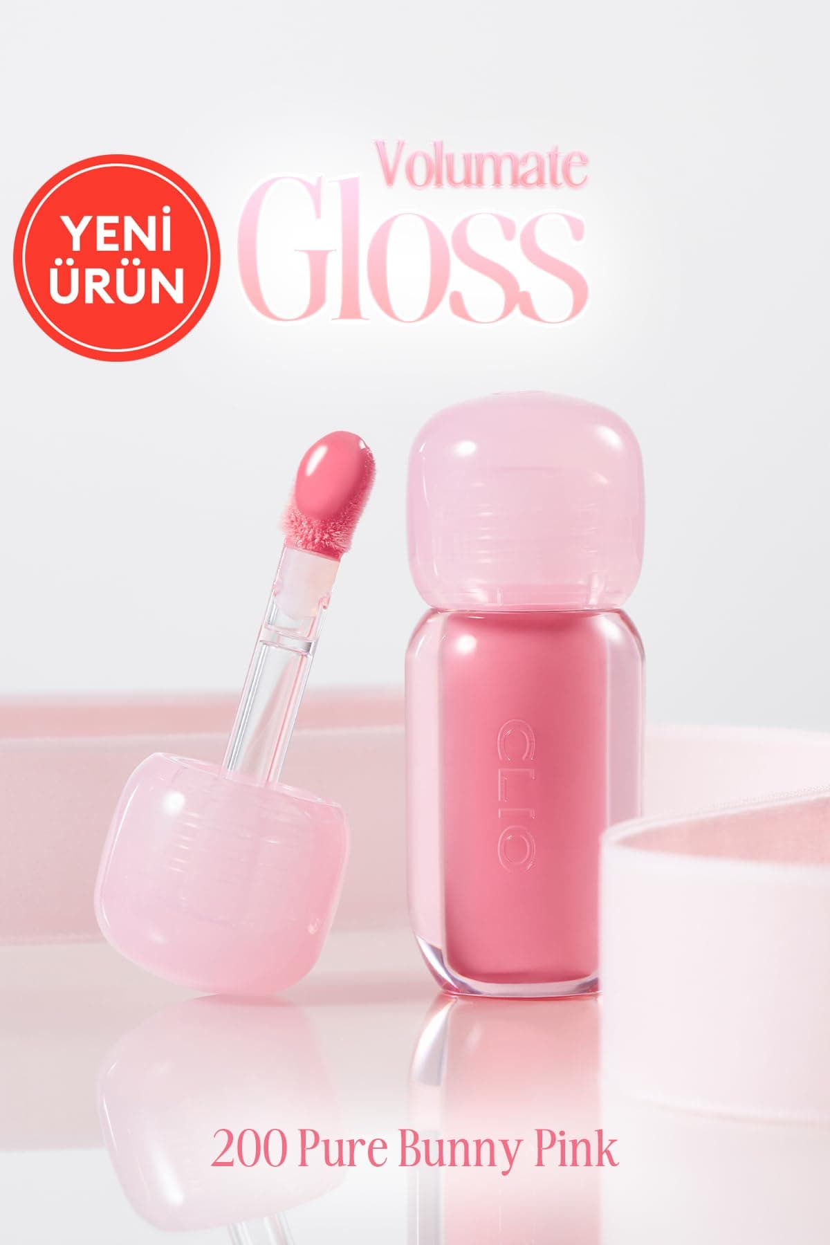 CLIO, Pigmentli, Parlak Bitişli Dolgunlaştırıcı Lip Gloss Volumate Gloss 200 Bunny Pure Pink
