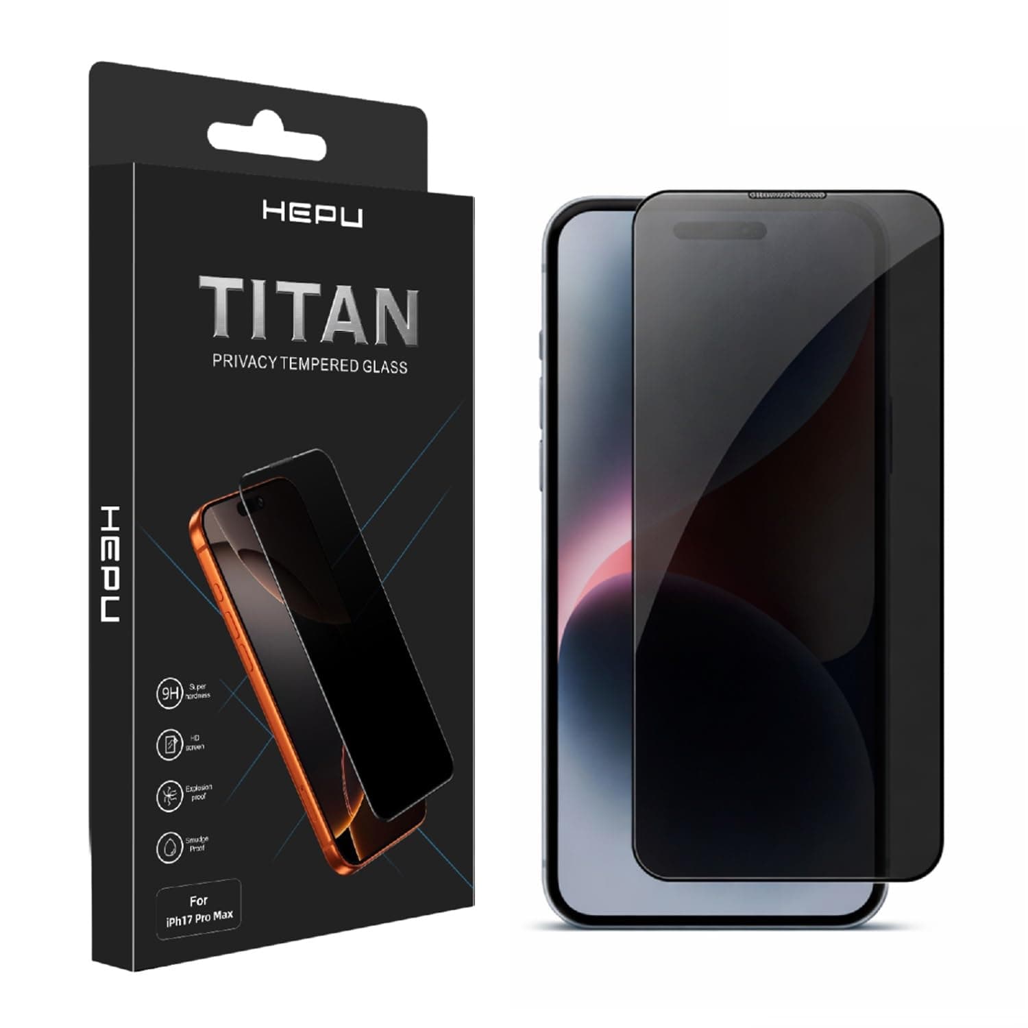 Titan Privacy Apple Iphone Hayalet Ekran Koruyucu 9H iphone 17/iphone/16 iphone 15/iphone 14/13/12/11 Tüm modeller İçin HD Ekran Koruyucu Darbelere Dayanıklı Premium Temperli Cam (15/16)