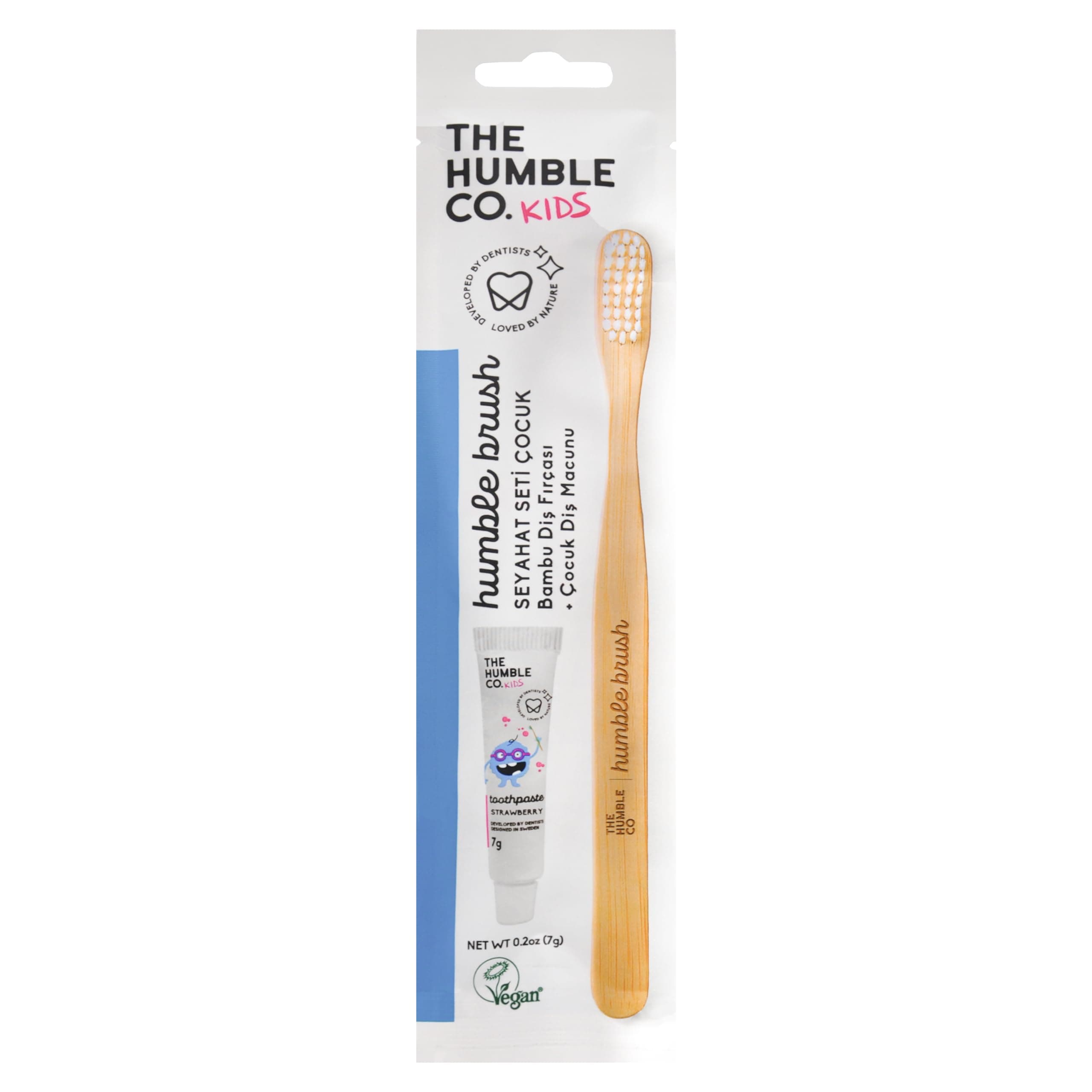 The Humble Co. - Humble Brush Travel Kit - Mini Seyahat Seti (Çocuklar için) (Çocuk Diş fırçası ve 7 gr Diş Macunu)